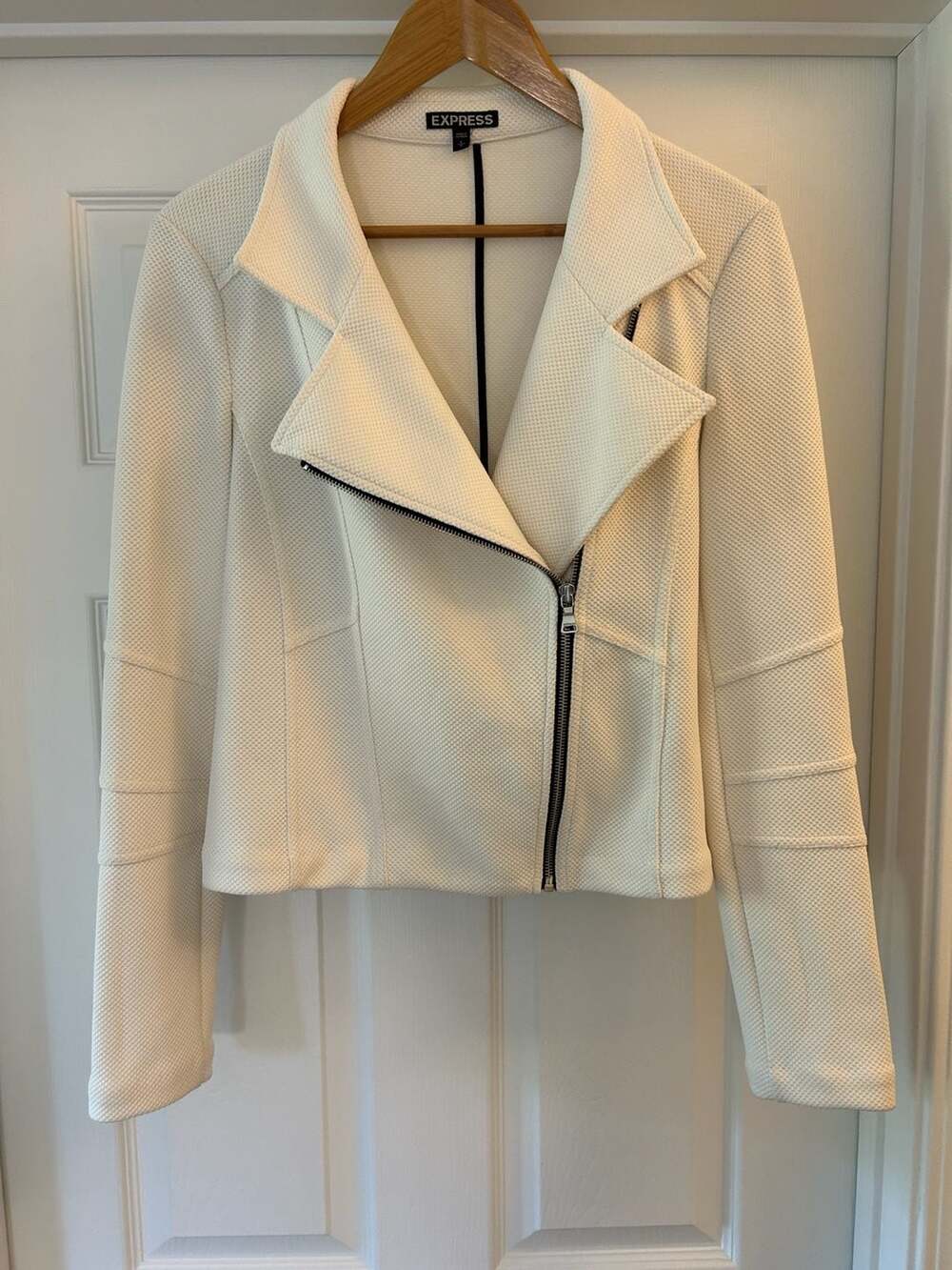 Express White Textured Moto Jacket Size L